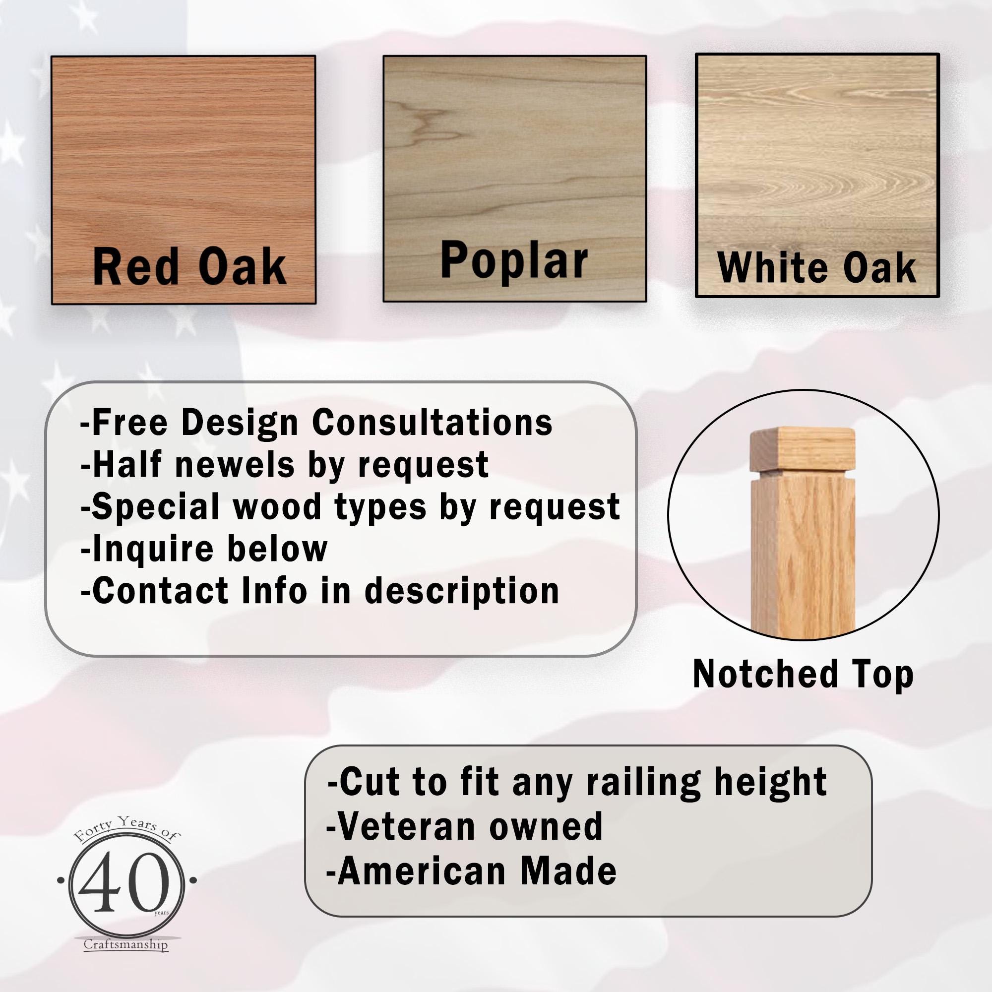 Notched Oak Newel Post With Groove: Modern Farmhouse Stair Railing - Etsy