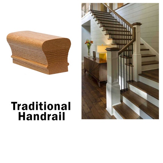 Traditional Style Handrail White Oak/red Oak/hickory/poplar 6010 American  Made traditional Style Hardwood Stair Handrail for Stair Railing 