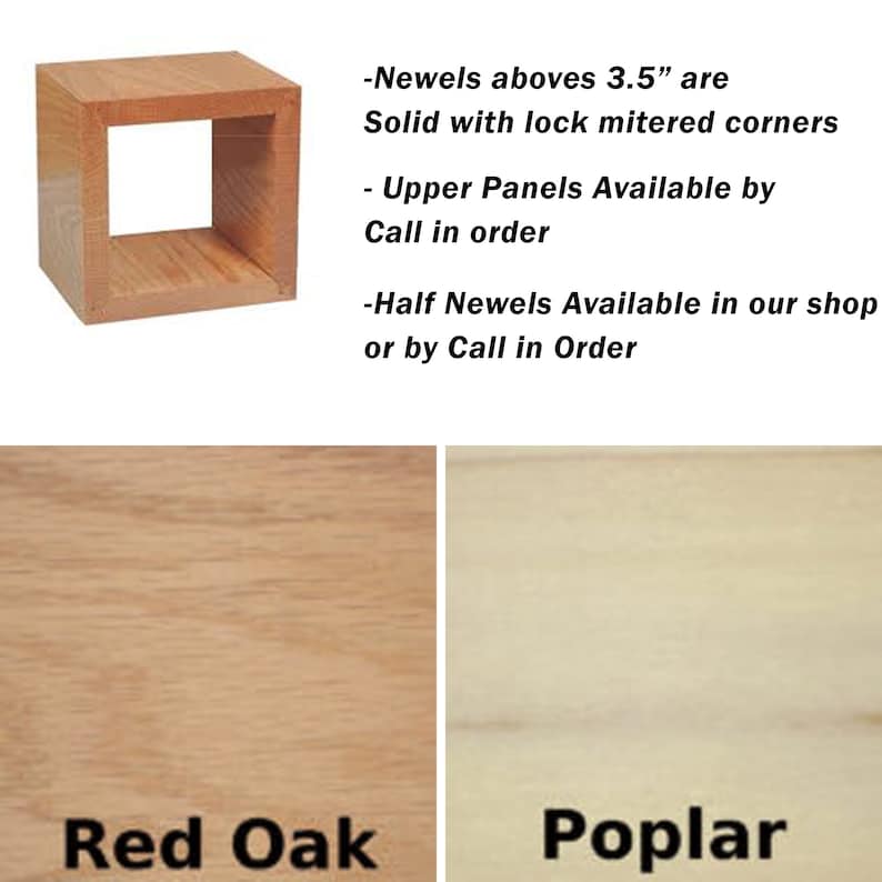 Box Newel Post Red Oak/Poplar Modern Farmhouse style Stair and Railing Post 6.25 Mission Paneled Post 3.5 or 4.75 Free shipping image 4