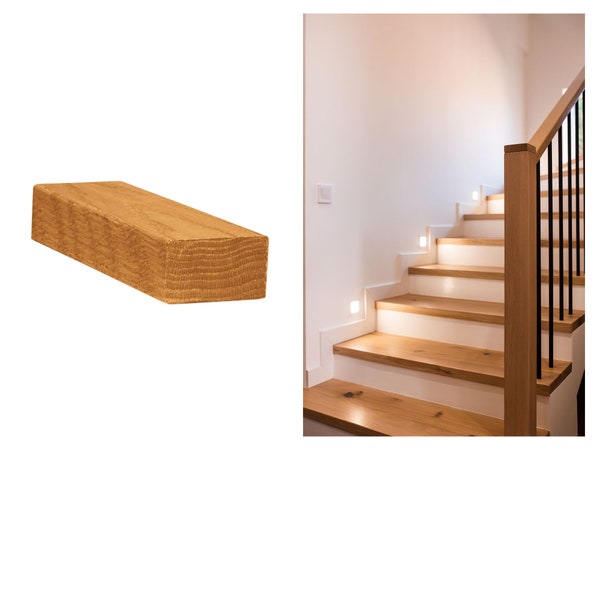 Plain Rectangular Handrail Modern Contemporary Style Red Oak/Poplar/White Oak Hardwood Stair Handrail- American Made Stair Railing