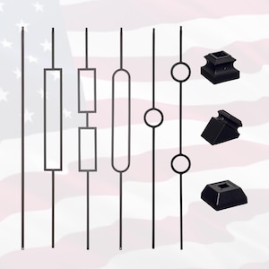 Plain Black Iron Balusters | 1/2&quot;  Square Modern Contemporary Railing Balusters | Black/Gray Metal Stair Spindles | Modern Style