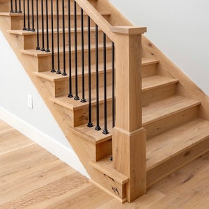 Box Newel Post Red Oak/Poplar Modern Farmhouse style Stair and Railing Post 6.25 Mission Paneled Post 3.5 or 4.75 Free shipping image 5