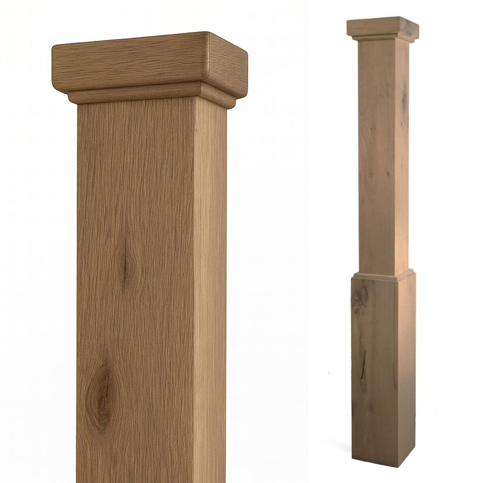 White Oak Box Newel Post: Farmhouse Stair Railing - Etsy