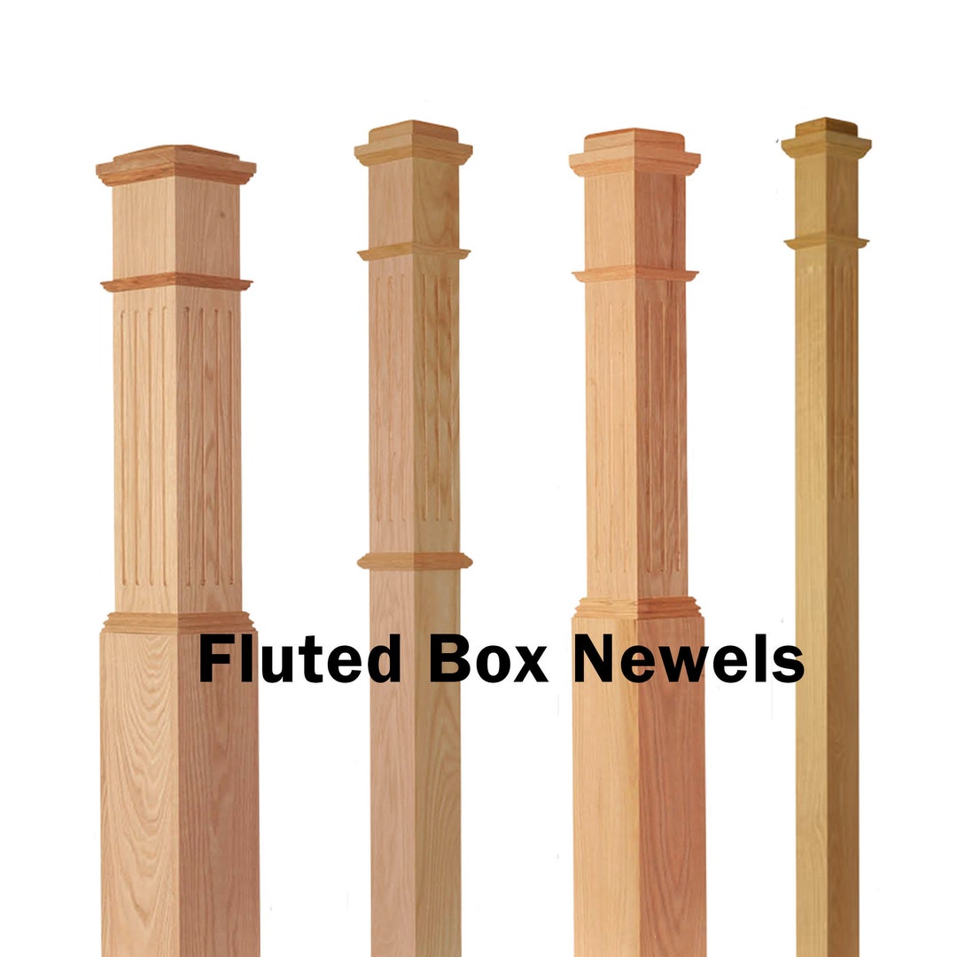 Newel Post Red Oak/poplar Fluted Stair Railing Box Newel Post for