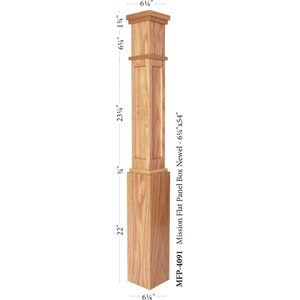 Box Newel Post Red Oak/Poplar Modern Farmhouse style Stair and Railing Post 6.25 Mission Paneled Post 3.5 or 4.75 Free shipping Paneled 6.25"