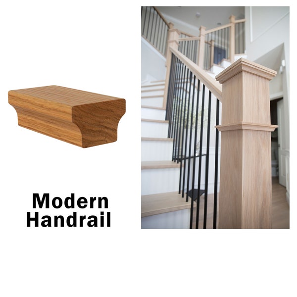 White Oak Stair Handrail Modern style Hardwood 6084 Contemporary Style Maple/Red Oak/Poplar Stair Handrail-American made Stair Railing