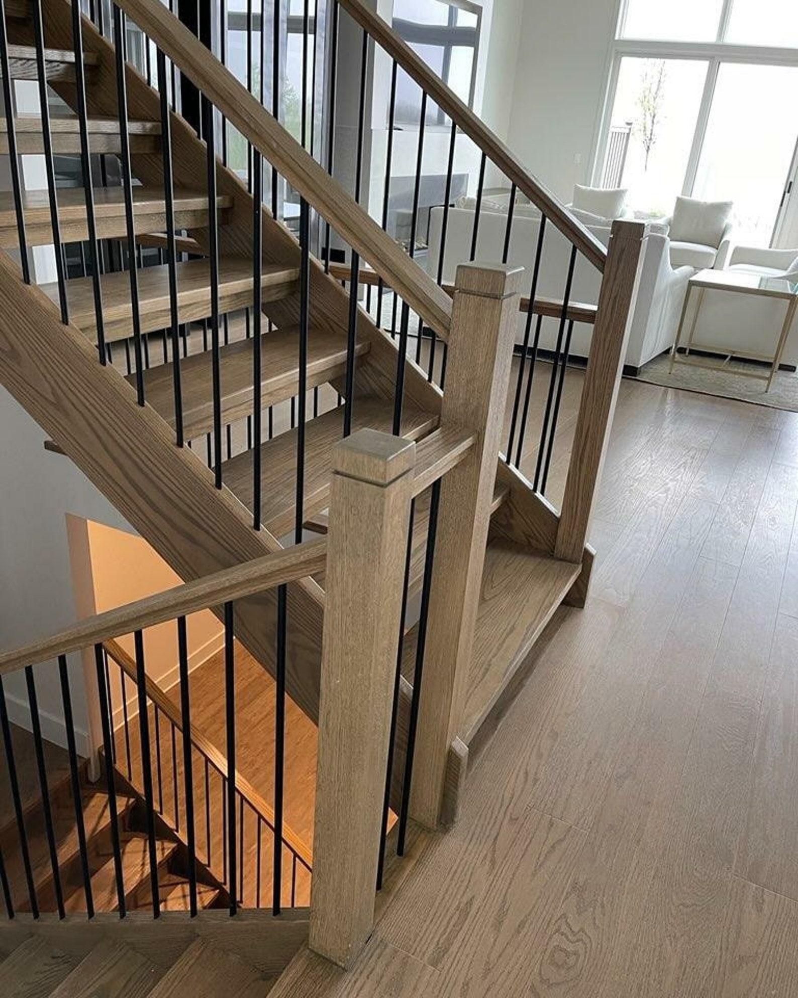 White Oak Stair Handrail Modern Style Hardwood 6084 Contemporary Style
