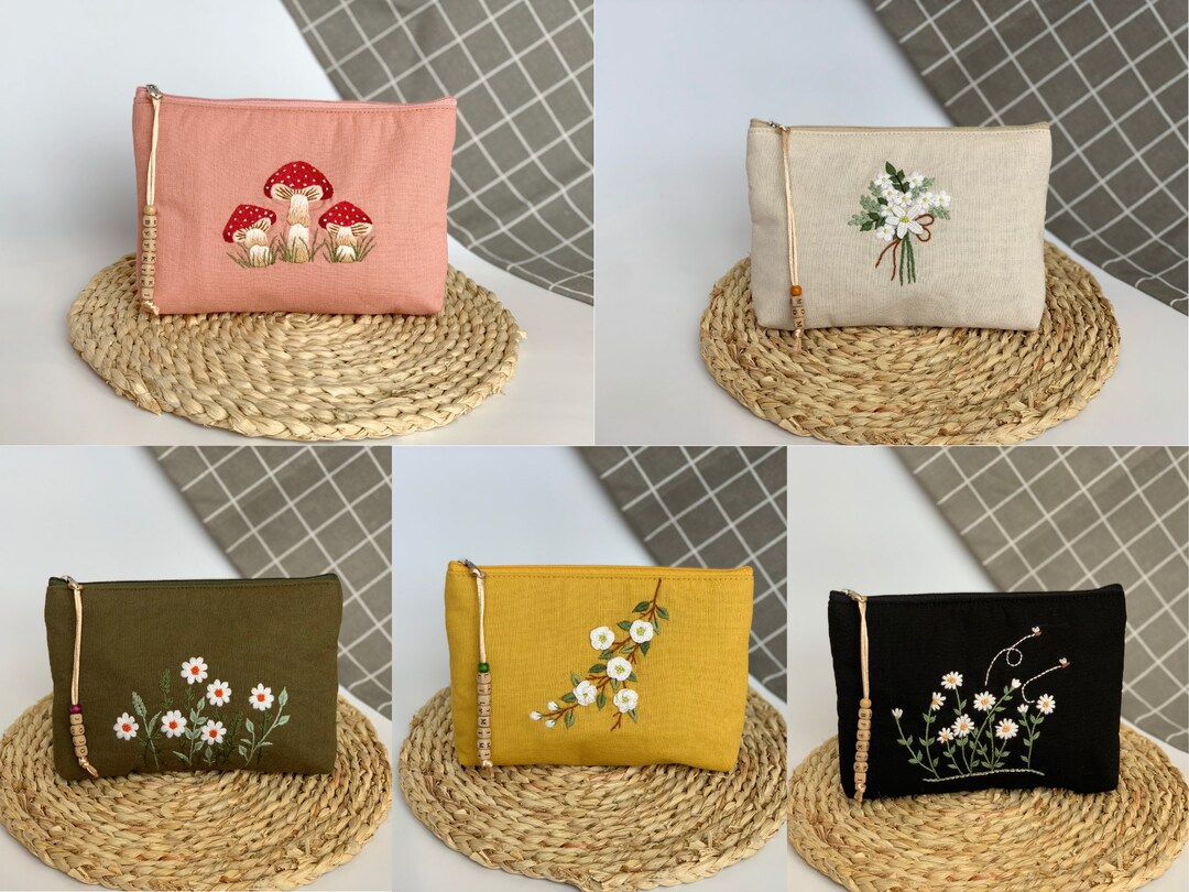 Personalized Hand Embroidery Cosmetic Bag Makeup Bag Etsy