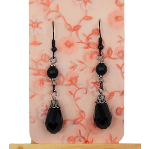 Black Circle Teardrop Dangle Earrings