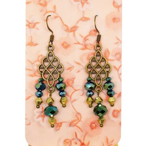 Bridgerton Inspired - Antique color Teal and Gold Earrings