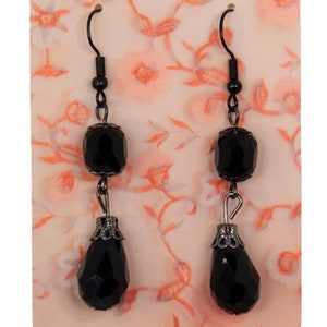 Black Square and Teardrop Dangle Earrings