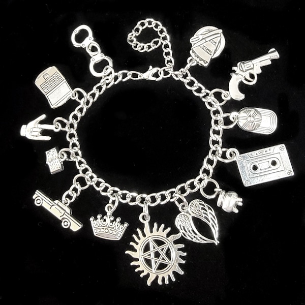 SUPERNATURAL INSPIRED BRACELET - Silver anti-possession Supernatural inspired charm bracelet