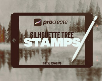 65 Pinceles de sellos de árboles para Procreate, Pinceles de árboles Procreate, Naturaleza, Paisaje, Árboles, Vintage, Sellos Procreate, Tarjetas de felicitación