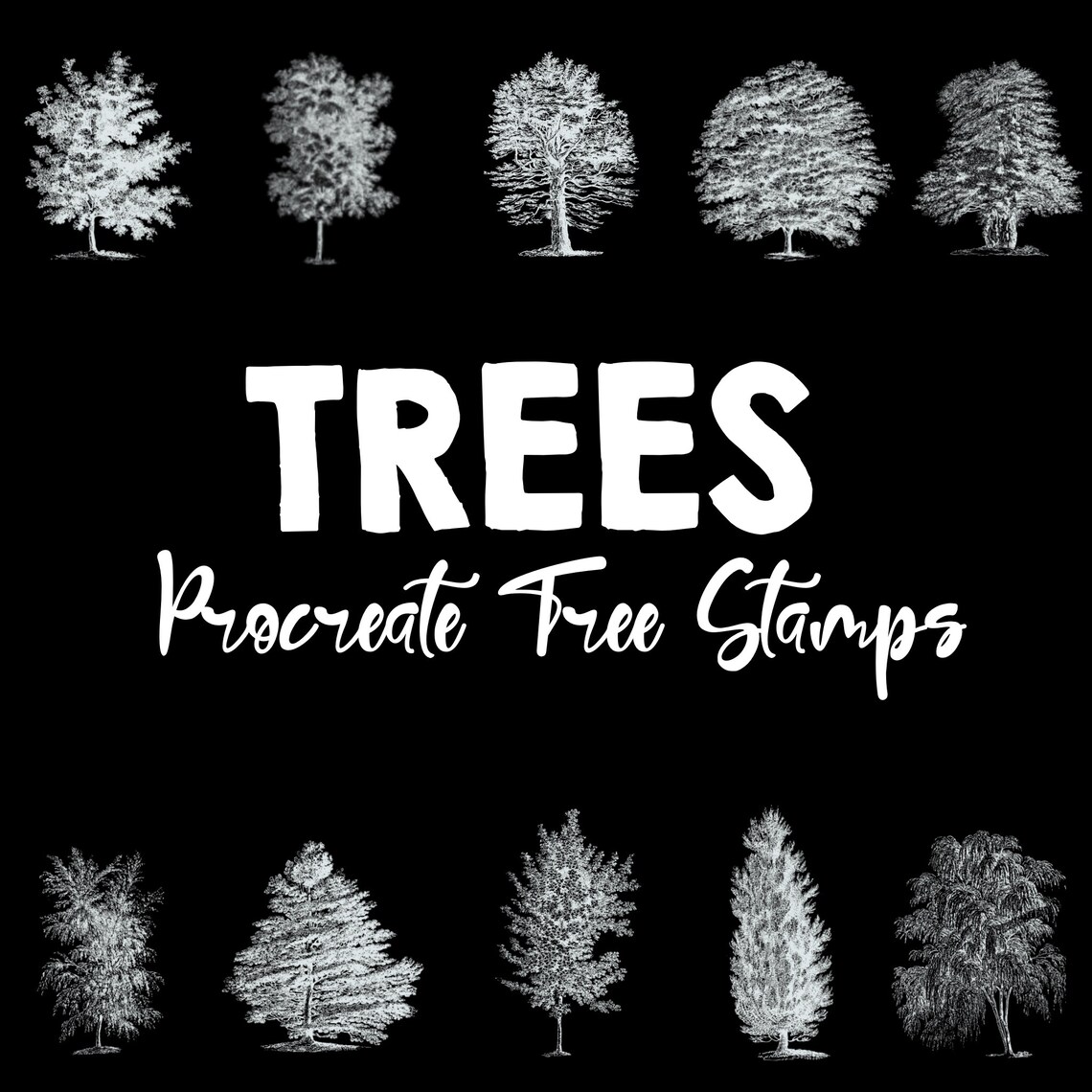 65 Tree Stamp Brushes for Procreate Procreate Tree Brushes Etsy
