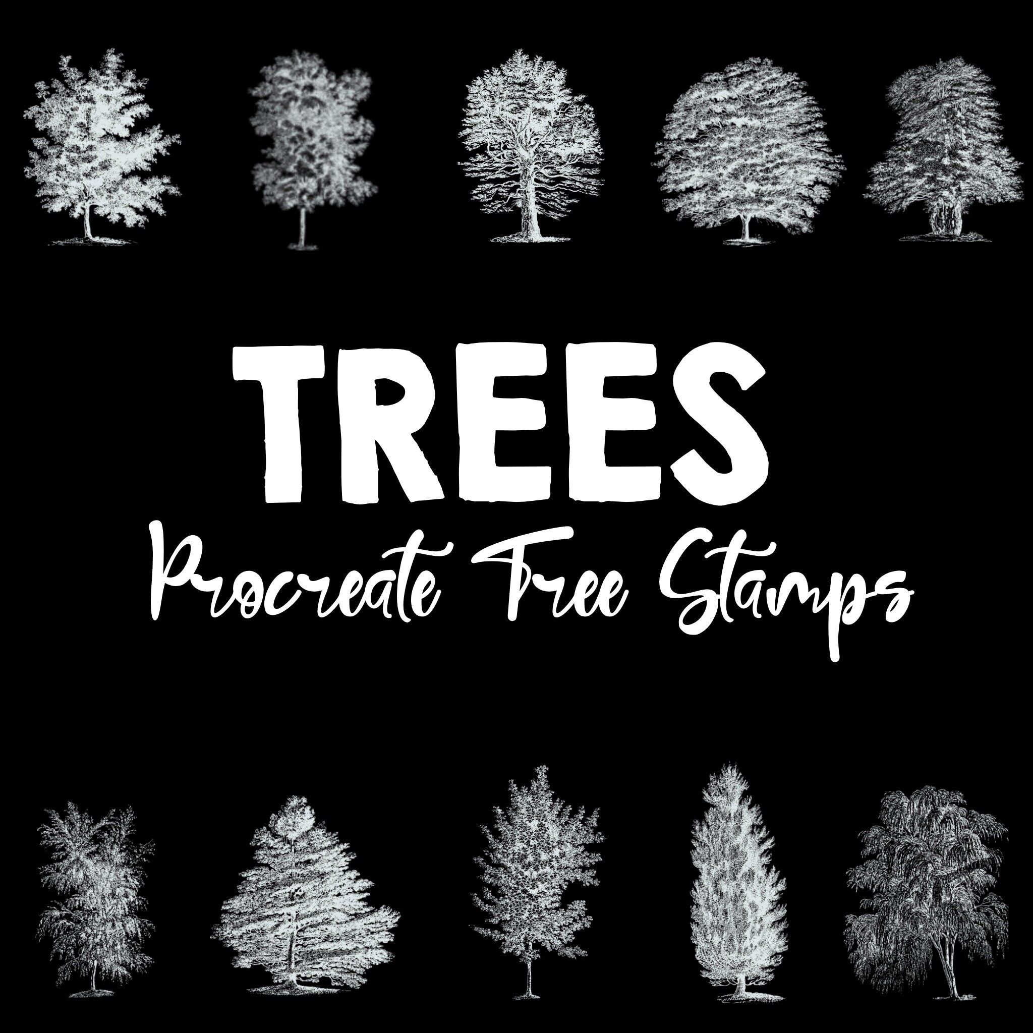 65 Tree Stamp Brushes for Procreate, Procreate Tree Brushes, Nature ...