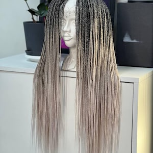 Ash Blonde Brown Mix Micro Braids | 28" Boho Crochet Hair Set, Lightweight Synthetic Extensions