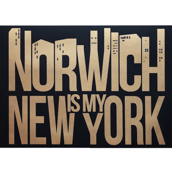 Norwich is my New York Gold Risograph print