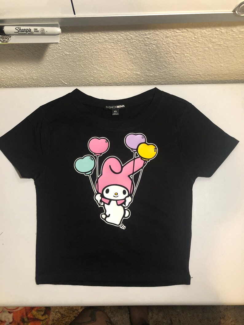 My melody and balloons crop top shirt pastel goth Valentine\u2019s Day kawaii hello kitty lolita,harajuku
