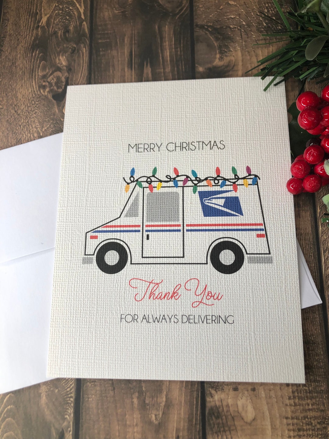 Postal Worker Christmas Card Thank You Post Office Worker Etsy