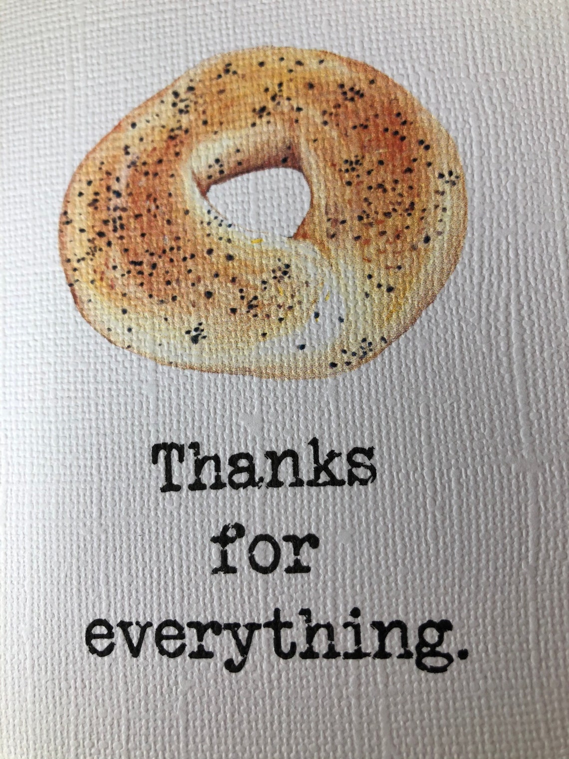 Thank You Card Bagel Thank You Card Thanks for Everything Etsy