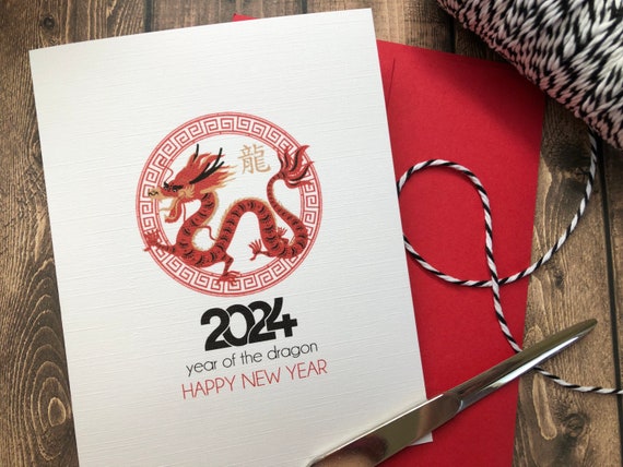 5 or 10-pack Chinese New Year Cards, 2024 Year of the Dragon, Red Envelope,  Lunar New Year, Lunar Chinese New Year, Bulk Chinese New Year 