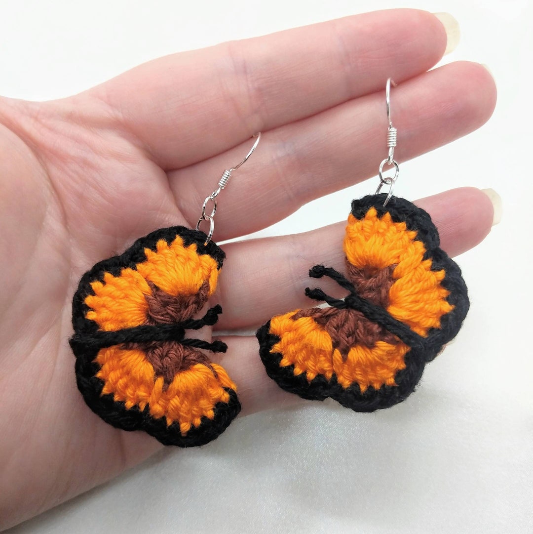 925 Crochet Butterfly Earrings large Etsy