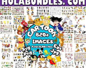 Plus de 2400 personnages de dessins animés Svg, Silhouette Clipart imprimable Cricut
