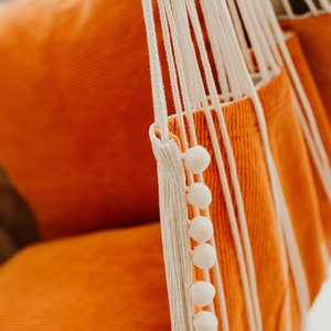 Hammock chair / orange and beige corduroy 100% cotton image 3