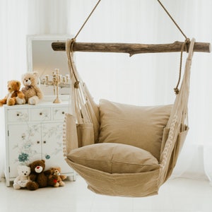 Hängesessel / beige Cord 100% Baumwolle / Hochzeitsgeschenk