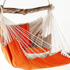 Hammock chair / orange and beige corduroy 100% cotton image 5