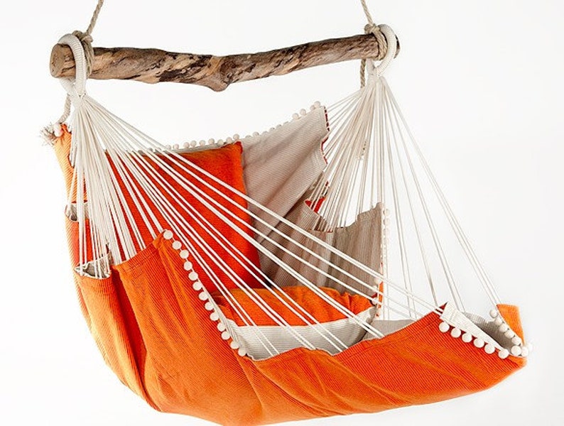 Hammock chair / orange and beige corduroy 100% cotton image 5