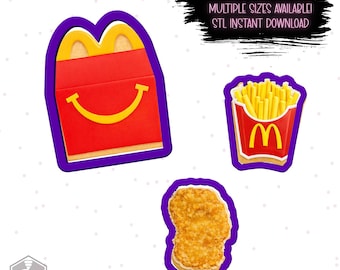 Descargas digitales STL de cortadores de galletas Happy Meal Set - Descarga instantánea de STL para impresión 3D