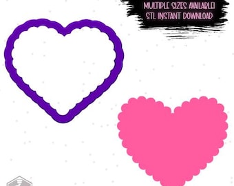 Scalloped Heart Cookie Cutter STL Digital Download - STL Instant Download for 3D Printing