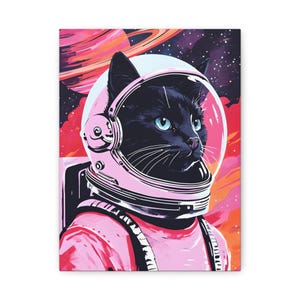 Astronauten Katzenbild, 23x30cm Kosmische Katze, Leinwanddruck, Einzigartiges Wohndekor, Geschenk für Katzenliebhaber, Astronauten Katzenbild, Haustier Dekor