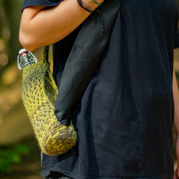 Flaschentasche, Flaschenhalterung, Flasche für unterwegs, Tragetasche für eine Flasche, Flaschentragetasche, Bottlebag, Bottlekeeper