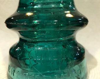 4" x 3" VINTAGE #1678 AQUA GREEN GLASS TALL DOME CANADIAN INSULATOR 