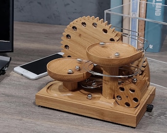 GRAVITY GEARS - Marble Machine - OAK /Kinetic Art by Steven Frank/