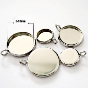 20pcs  stainless steel blank Pendant Settings 6 8 10 12 14 16 18 20 25 Charms Pendant trays Base
