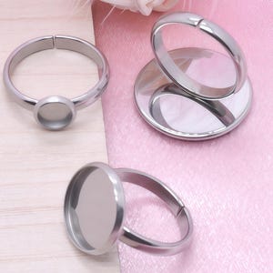 20PCS 6-20mm Stainless Steel Finger Ring, Finger Ring Blanks, Stainless Steel Ring Base, Rings For Women, Hypoallergenic Cabochon Ring