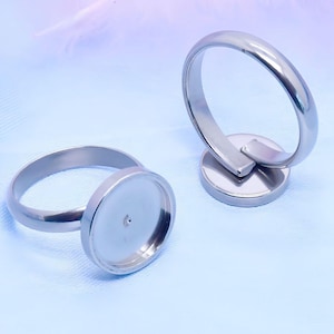 20pcs Open Bezel Cup thickened  Ring Blank, 8mm 10mm 12mm Round Cabochon Settings,Bezel Ring Base Setting, Stainless Steel Blank Ring Tray