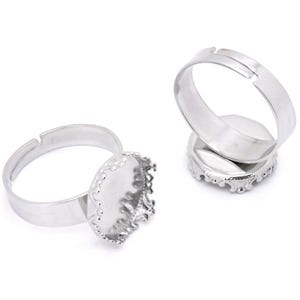 10pcs crown Open Bezel Cup thickened  Ring Blank, 12mm Round Cabochon Settings,Bezel Ring Base Setting, Stainless Steel Blank Ring Tray
