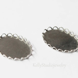 20pcs Edelstahl oval erohanhänger Einstellungen Basis Zähne 13x18mm 18x25mm Charms Anhänger Schalen Basis