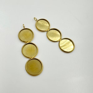 10pcs stainless steel gold 3 blank Pendant Settings  12mm Cabochon Bezel Pendant 3 trays Base