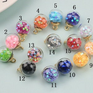 10pcs 16mm glitter glitter star glass ball, five-pointed star glass ball, hair accessories earring pendant DIY jewelry accessories