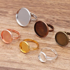 20pcs brass Ring Blanks 10 - 20mm Ring Bezel Settings, antique bronze, silver, rose gold Ring Base Tray Jewelry Making Accessories