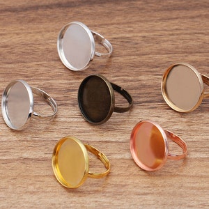 20pcs brass Ring Blanks 10 - 20mm Ring Bezel Settings, antique bronze, silver, rose gold Ring Base Tray Jewelry Making Accessories