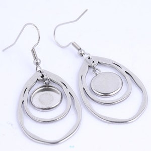 10 Stück Edelstahl Ohrring Haken passen 6mm 8mm 10mm 12mm Cabochon Ohrring Basis Einstellungen Blank Ohrringe Lünette Tabletts DIY Erkenntnisse