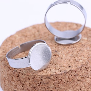 10pcs Adjustable Stainless Steel 12mm Cabochon Ring Bezel Blanks Diy Base Settings For Jewelry Making Supplies
