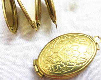 10pcs Brass True color 4 fold Locket, 20x33MM Photo Locket Charm Pendant , Not electroplated