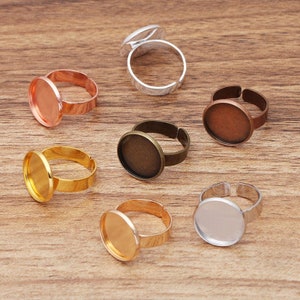 20pcs brass Ring Blanks 10 - 20mm Ring Bezel Settings, antique bronze, silver, rose gold Ring Base Tray Jewelry Making Accessories